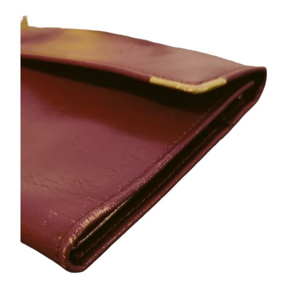 Vintage Buxton Wallet Clutch Red Burgundy Leather Top Grain Cowhide Kiss Lock - Picture 10 of 10